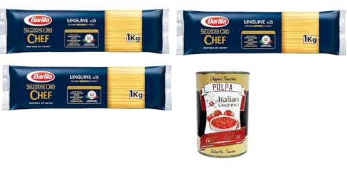 3x Barilla Pasta Selezione Oro Chef Linguine n° 13 Italienische Kurze Pasta 1Kg Packung + Italian Gourmet polpa 400g von Italian Gourmet E.R.