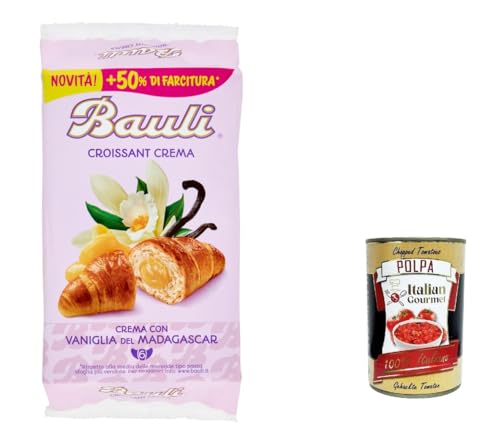 3x Bauli Cornetti Croissant brioche kekse kuchen mit creme Custard mit Madagaskar-Vanille 6x 50g italien + Italian Gourmet polpa 400g von Italian Gourmet E.R.