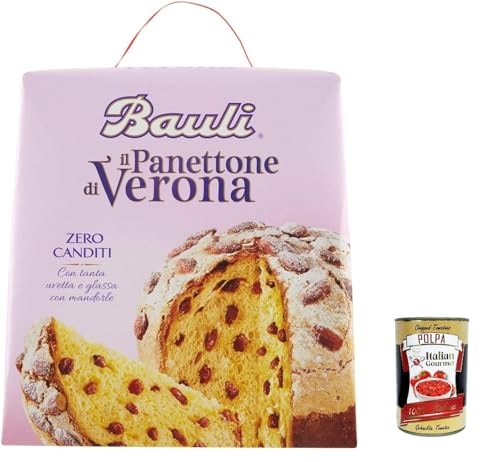 3x Bauli Panettone di Verona mit Glasur, Mandeln und Rosinen, ohne kandierte Früchte, 1 kg + Italian Gourmet polpa 400g von Italian Gourmet E.R.