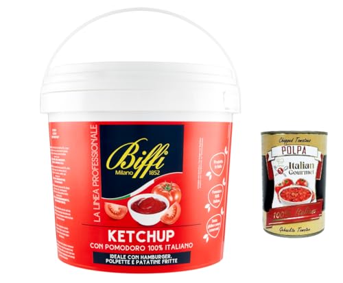 3x Biffi Tomato Ketchup mit 100 % italienischen Tomaten, 5kg Tomato Ketchup (fruchtig, tomatiger Geschmack) + Italian gourmet polpa 400g von Italian Gourmet E.R.