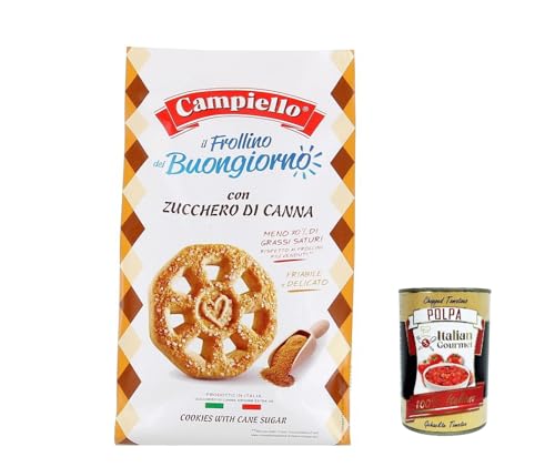 3x Campeillo, Il Frollino del Buongiorno con Zucchero di Canna, Kekse mit braunem Zucker, biscuits cookies 350g + Italian gourmet polpa 400g von Italian Gourmet E.R.