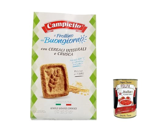 3x Campiello Frollini integrali con cereali integrali e crusca, Vollkornkekse mit Vollkorn und Kleie, biscuits cookies 350g + Italian Gourmet polpa 400g von Italian Gourmet E.R.