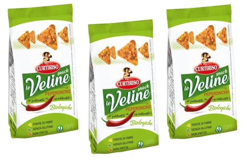 3x Curtiriso Le Veline Snack al Peperoncino Scrokkinati Biologico Bio-Chili-Pfeffer-Snacks 80g von Italian Gourmet E.R.