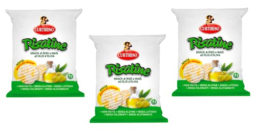 3x Curtiriso Risatine Reis- und Mais Snacks mit Olivenöl Salziger Snack 30g von Italian Gourmet E.R.