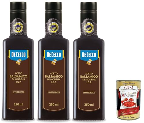 3x De Cecco Balsamico-Essig aus Modena I.G.P. 250ml + Italian Gourmet polpa 400g von Italian Gourmet E.R.