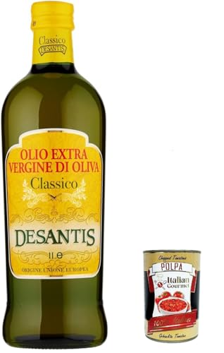 3x De Santis Classico Extra Natives nativ Olive Olivenöl 1L olio extravergine di oliva + Italian Gourmet polpa 400g von Italian Gourmet E.R.