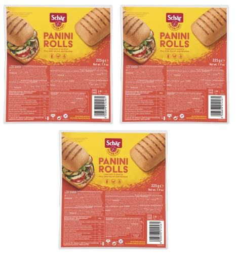 3x Dr. Schär Gluten Free Panini Rolls Duftende und Bereits Gegrillte Sandwiches Glutenfreie Brötchen 225g Packung von Italian Gourmet E.R.