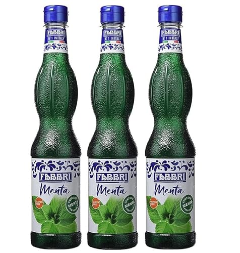 3x Fabbri Sciroppo Menta Minzsirup Sirup Piemontesische Minze Ideal für Cocktails und Getränke Alkoholfreie Getränke PET 560ml von Italian Gourmet E.R.