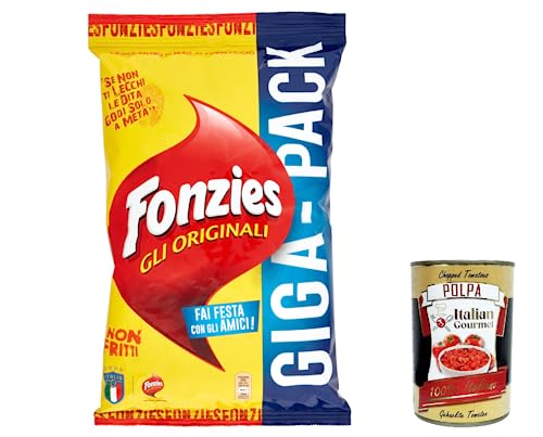 3x Fonzies Gli Originali, Mais Croccantini mit Käse, im Ofen gebacken, crisps chips 280 g + Itlaian Gourmet polpa 400g von Italian Gourmet E.R.