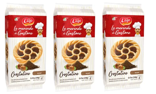 3x Gastone Lago Crostatine al Cacao Kakao-Törtchen Packung à 240g, Jede Packung Enthält 6 Snack à 40g von Italian Gourmet E.R.