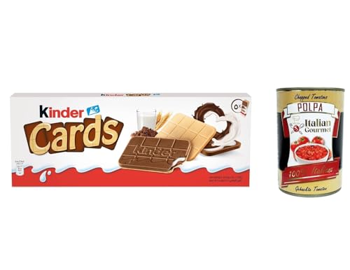 3x Kinder Cards Waffel mit scholokade schoko riegel 5 Stück kekse waffel 128 g + Italian Gourmet polpa 400g von Italian Gourmet E.R.