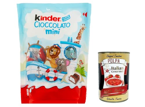 3x Kinder Cioccolato, chocolate mini, Riegel mit feiner Milchschokolade mit Milchfüllung bedeckt 120g + Italian gourmet polpa 400g von Italian Gourmet E.R.