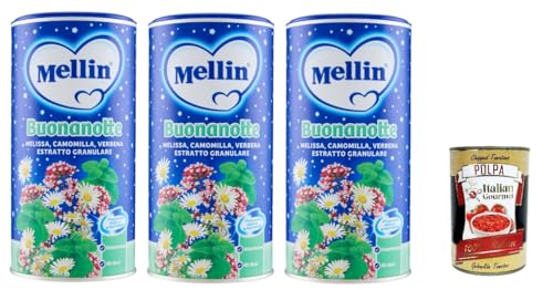 3x MELLIN Goodnight Lösliche Kamille, Kamille, Zitronenmelisse, Eisenkraut mit körnigem Extrakt 200gr+ Italian Gourmet polpa 400g von Italian Gourmet E.R.