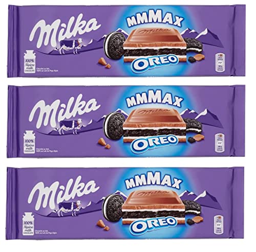 3x Milka Mmmax Oreo Schokoladentafel Milchschokolade mit leckerer Sahne und knusprigen Oreo-Keksstückchen 300g von Italian Gourmet E.R.