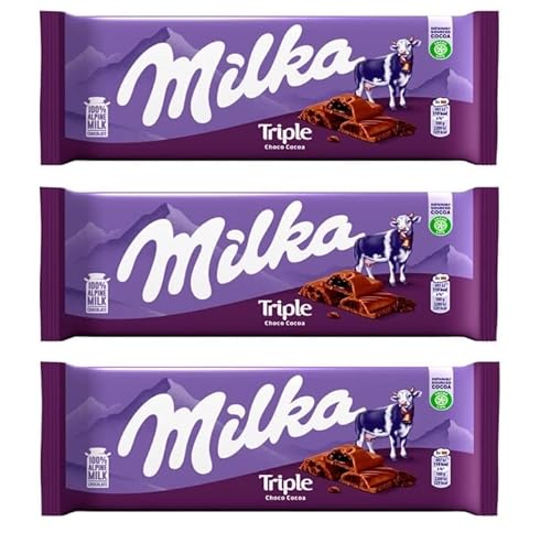 3x Milka Triple Choco Cocoa Schokoladenriegel Dreifache Schokolade 90g Tablette von Italian Gourmet E.R.