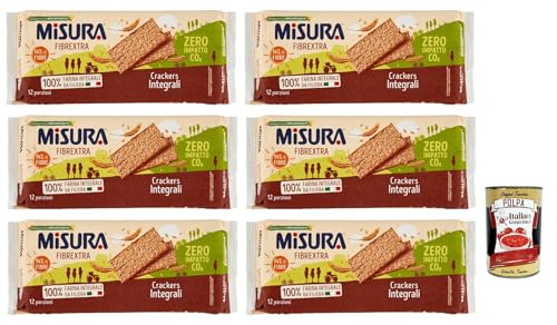 6x Misura Crackers Integrali Fibrextra Vollkorn cracker, 14% Ballaststoffe und 100% Vollkornmehl 385 g von Italian Gourmet E.R.