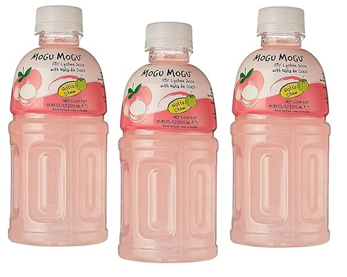 3x Mogu Mogu Lychee Drink Getränk mit Litschi-Geschmack und Nata de Coco Einweg-PET-Flasche 320ml von Italian Gourmet E.R.