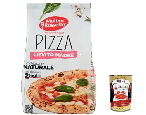 3x Molino Rossetto Preparato per pizza con lievito madre, pizzamischung mit Mutterhefe 750g + Italian Gourmet polpa 400g von Italian Gourmet E.R.