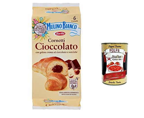 3x Mulino Bianco Chocolate Croissants Croissants Snack ohne Additive Konservierungsmittel 6 Stücke brioche 300 g + Italian gourmet polpa 400g von Italian Gourmet E.R.