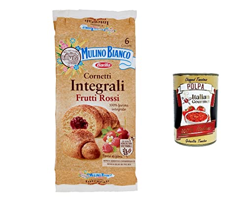 3x Mulino Bianco Cornetti frutti rossi Vollkorn Croissants Rote Früchte Snack mit 100 % Vollkornmehl 6 Stück 300 g + Italian gourmet polpa 400g von Italian Gourmet E.R.