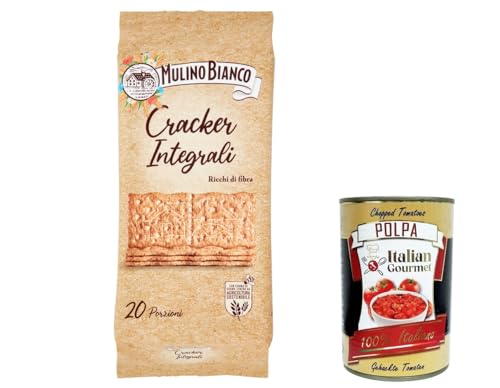 3x Mulino Bianco Crackers integrali 100% vollkorn Salzgebäck kekse 500g gesalzen, reich an Ballaststoffen + Italian Gourmet polpa 400g von Italian Gourmet E.R.