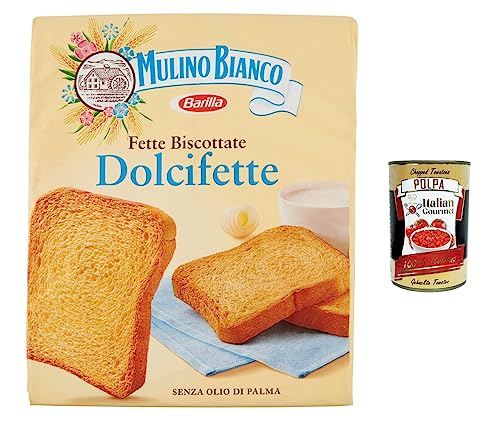 3x Mulino Bianco Fette biscottate Dolcifette 315g Zwieback Kekse + Italian Gourmet polpa 400g von Italian Gourmet E.R.