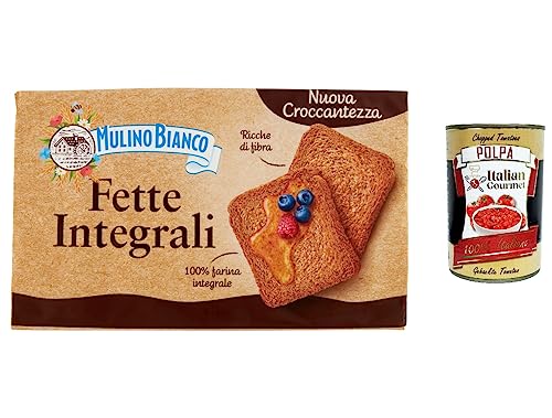 3x Mulino Bianco Fette biscottate Le Integrali 630g Vollkorn Zwieback Kekse + Italian Gourmet polpa 400g von Italian Gourmet E.R.