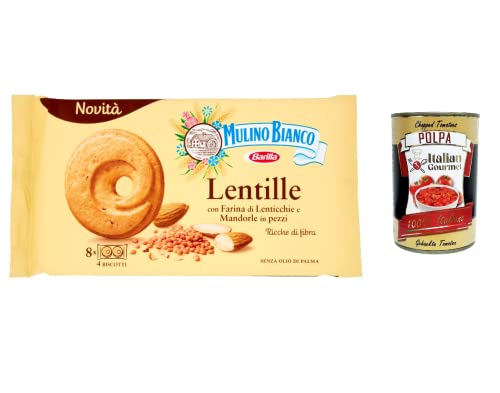 3x Mulino Bianco Lentille Linsenkekse mit Linsenmehl und Mandelstückchen 220g + Italian gourmet polpa 400g von Italian Gourmet E.R.