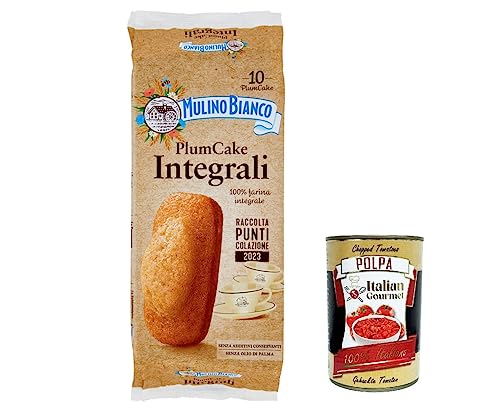 3x Mulino Bianco Plumcake integrali Vollkorn Pflaumenkuchen-Snack mit 100 % Vollkornmehl 10 Stück 330 g + italian gourmet polpa 400g von Italian Gourmet E.R.