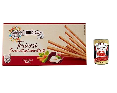 3x Mulino Bianco Torinesi Knusprige Grissini, gestreckt mit nachhaltigem Mehl, 280 g + Italian Gourmet polpa 400g von Italian Gourmet E.R.