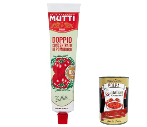 3x Mutti Doppio Concentrato di Pomodoro, Doppeltes Tomatenkonzentrat,100% Italienische Tomate,130g Tube + Italian Gourmet Polpa di Pomodoro 400g Dose von Italian Gourmet E.R.