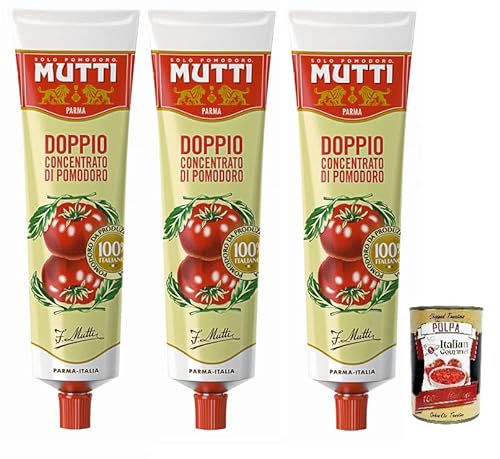 3x Mutti Doppio Concentrato di Pomodoro,Doppeltes Tomatenkonzentrat,100% Italienische Tomate,130g Tube + Italian Gourmet Polpa di Pomodoro 400g Dose von Italian Gourmet E.R.
