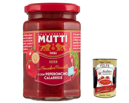 3x Mutti Sugo con Pomodoro Pizzutello e con Peperoncino Calabrese, Pizzutello -Tomatensauce und mit kalabrischen Chilischpfeffer 280g + Italian Gourmet polpa 400g von Italian Gourmet E.R.