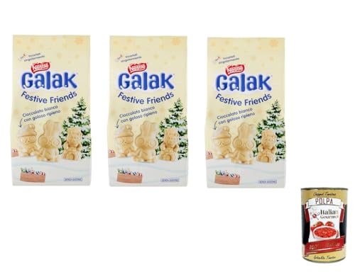 3x NESTLÉ GALAK Festive Friends weiße Schokoladen- und Müslifiguren, Beutel 147 g+Italian gourmet polpa 400g von Italian Gourmet E.R.