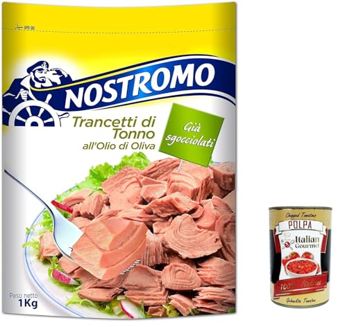 3x Nostromo Trancetti di Tonno all'olio di oliva,Thunfischsteaks in Olivenöl,1Kg Beutel + Italian Gourmet polpa 400g 3x Nostromo Trancetti di Tonno all'olio di oliva,Thunfischsteaks in Olivenöl,1Kg Beutel + Italian Gourmet polpa 400g von Italian Gourmet E.R.