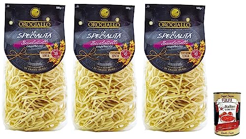 3x Oro Giallo Scialatielli Pasta,Italienische Nudeln aus Hartweizengrieß 500g + Italian Gourmet Polpa di Pomodoro 400g Dose von Italian Gourmet E.R.