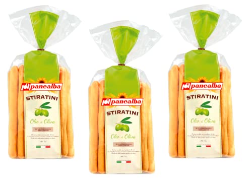 3x Panealba Stiratini Olio di Oliva Salziger Snack mit Olivenöl 150g Packung von Italian Gourmet E.R.