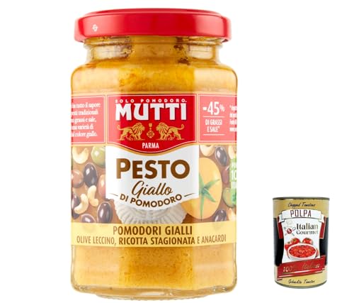 3x Pesto di Pomodoro giallo, Pesto mit gelben Tomaten, Oliven, erfahrener Ricotta und Anacardi 190g + Italian Gourmet polpa 400g von Italian Gourmet E.R.