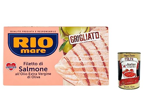 3x Rio Mare Gegrilltes Lachsfilet mit nativem Olivenöl extra, reich an Omega 3, 125 g + Italian Gourmet polpa 400g von Italian Gourmet E.R.