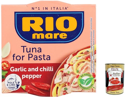 3x Rio Mare Per Pasta Aglio e peperoncino Thunfisch in Olivenöl mit Knoblauch und Chili 160g + Italian Gourmet polpa 400g von Italian Gourmet E.R.