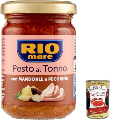 3x Rio Mare Pesto al Tonno con Mandorle e Pecorino, Thunfischpesto kochsauce mit Mandeln und Pecorino 130g + Italian Gourmet polpa 400g von Italian Gourmet E.R.