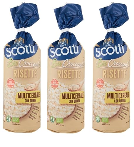 3x Riso Scotti Le Bio Croccanti Risette Multicereali con Quinoa Knusprige, glutenfreie Bio-Reiskuchen 130g Mehrkorn mit Quinoa Reiswaffeln von Italian Gourmet E.R.