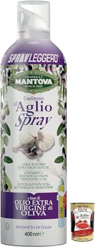 3x SPRAYLEGGERO Natives Olivenöl Extra Aromatisiert mit Knoblauch 400 ml - durch die Praktische Sprühflasche Können Sie bis zu 90% des Öls Einsparen + Italian Gourmet polpa 400g von Italian Gourmet E.R.