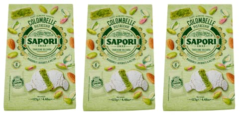 3x Sapori Colombelle Pistacchio Weiche Pistazien-Mandel-Paste Mandelpaste Süßware Produkt 127g Beutel 6 Praktischen Einzelportionen von Italian Gourmet E.R.