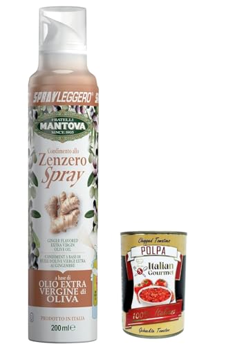 3x Sprayleggero Zenzero, Sprühen Sie Ingwer in extra jungfräuliche Olivenöl 200 ml - italienisches Sprayöl - 100% natürlich, 100% Licht, 100% einfach + Italian Gourmet polpa 400g von Italian Gourmet E.R.