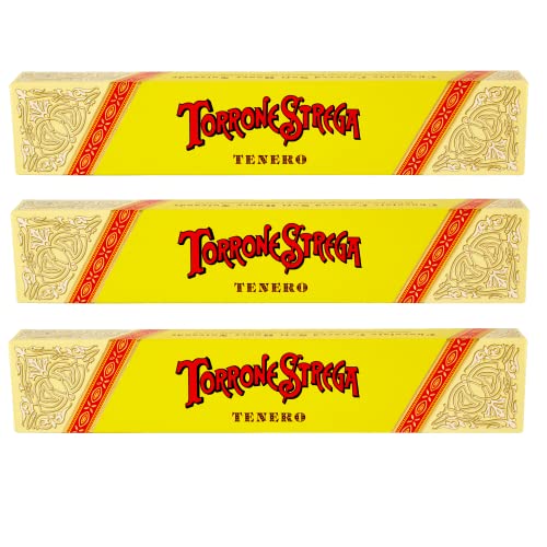 3x Torrone Alberti Strega Torrone Tenero Ricoperto di Cioccolato Fondente Weicher Nougat mit dunkler Schokolade überzogen 150g Glutenfrei von Italian Gourmet E.R.