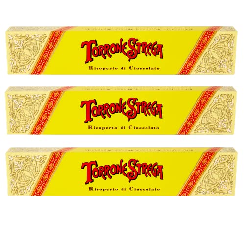 3x Torrone Alberti Strega Torrone ricoperto di cioccolato fondente Nougat mit dunkler Schokolade überzogen 150g Glutenfrei von Italian Gourmet E.R.