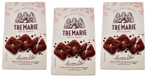 3x Tre Marie Ancora Uno Frolla al Cacao con Gocce di Cioccolato Kekse Kakao Kekse mit Tropfen aus Dunkler Schokolade Biscuits 315g Packung von Italian Gourmet E.R.