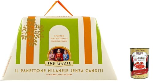 3x Tre Marie Panettone Milanese senza canditi, tuttuvetta, ohne kandierte, mit Früchte mit Rosinen 1kg + Italian gourmet polpa 400g von Italian Gourmet E.R.