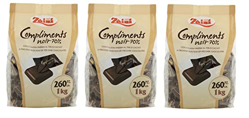 3x Zaini Compliments Noir Pralinen mit 70% Kakao ca. 260 Stück Schokolade in einem 1Kg-Beutel von Italian Gourmet E.R.